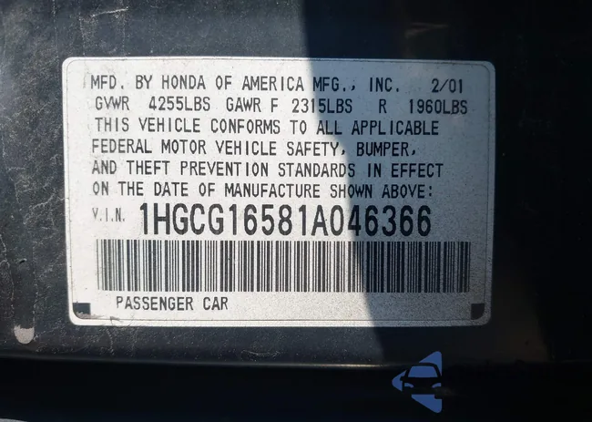 1HGCG16581A046366: 42855801