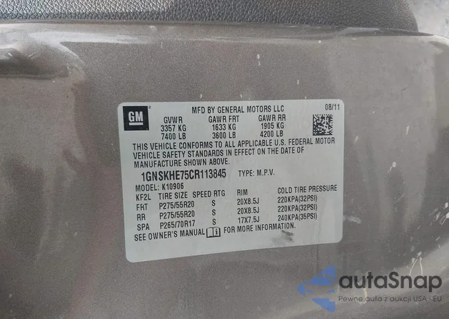 1GNSKHE75CR113845: 42856833