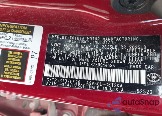 4T1BF1FK7FU914555: 42857069