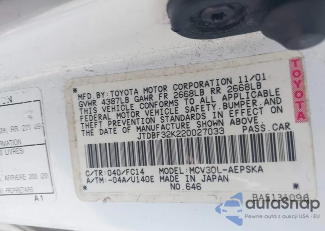 JTDBF32K220027033: 42857092