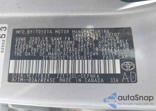 2T1BR32E18C880815: 42857116