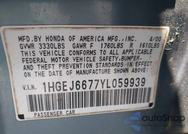 1HGEJ6677YL059939: 42857243