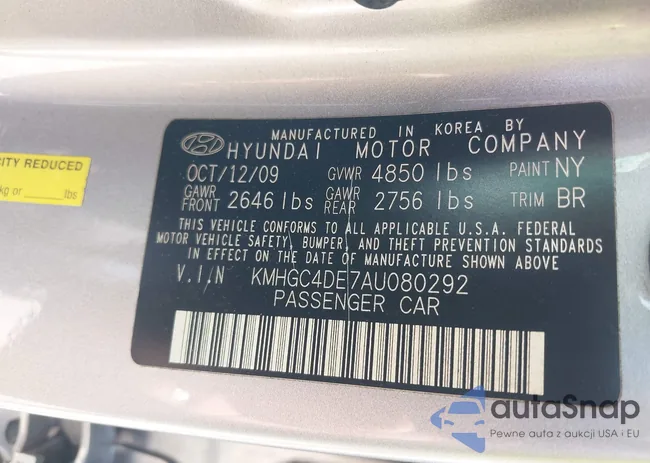 KMHGC4DE7AU080292: 42856448