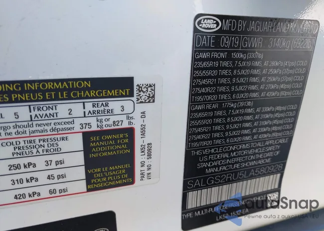 SALGS2RU5LA580928: 42856516