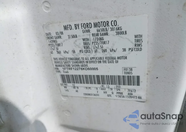 1FTRF12278KD60005: 42856648