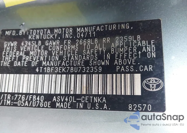 4T1BF3EK7BU732359: 42856664