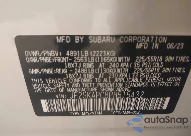 JF2SKAPC8PH515432: 42856709