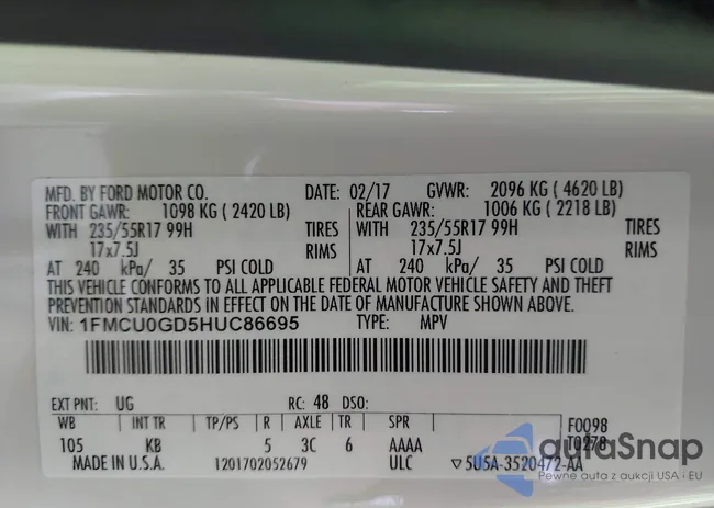 1FMCU0GD5HUC86695: 42857850