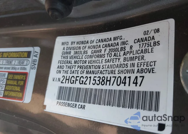 2HGFG21538H704147: 42858232