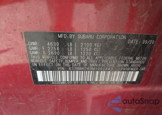 4S3BWAD69M3002443: 42857545