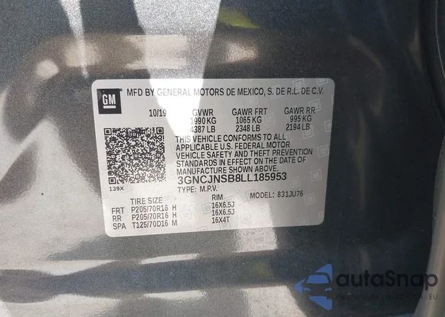 3GNCJNSB8LL185953: 42857583