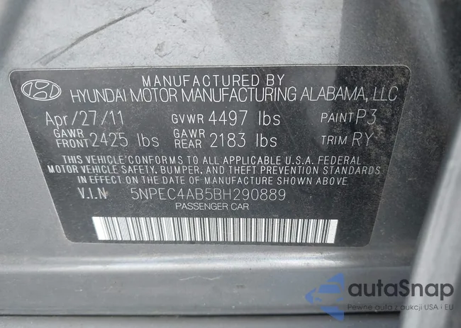 5NPEC4AB5BH290889: 42857721