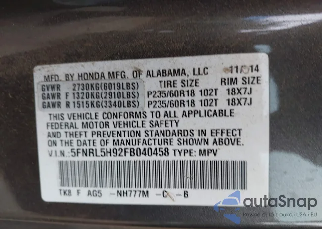 5FNRL5H92FB040458: 42858845