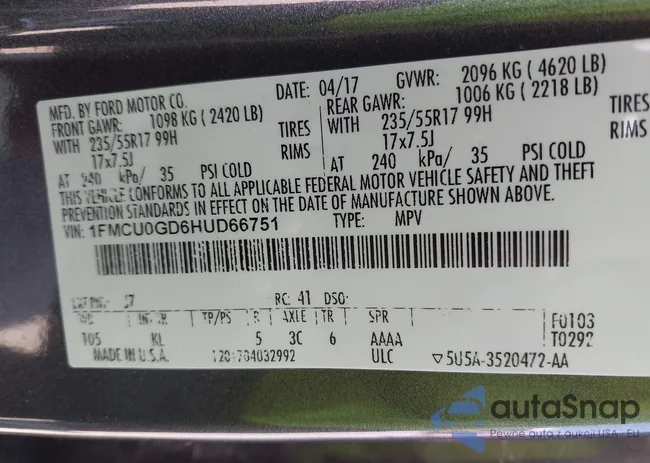 1FMCU0GD6HUD66751: 42859145