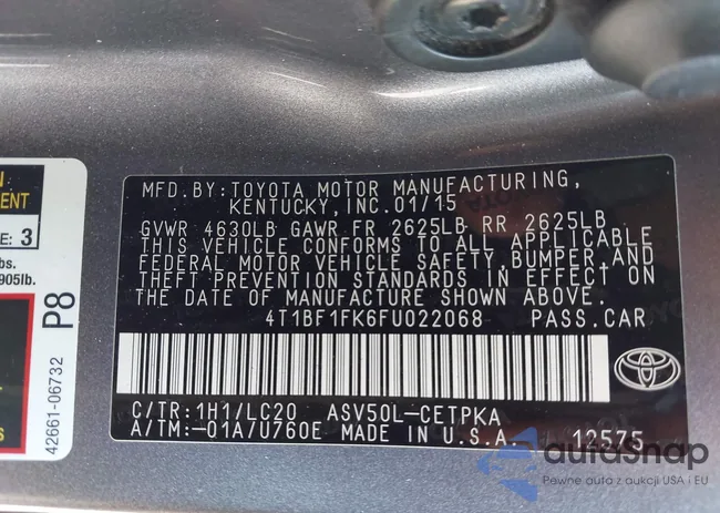 4T1BF1FK6FU022068: 42859308