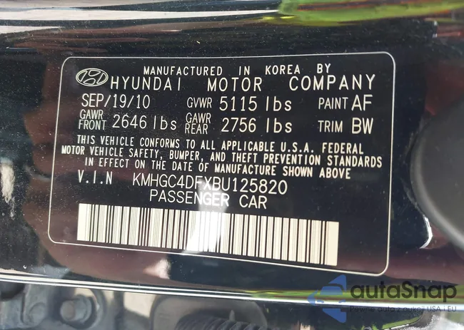 KMHGC4DFXBU125820: 42858765