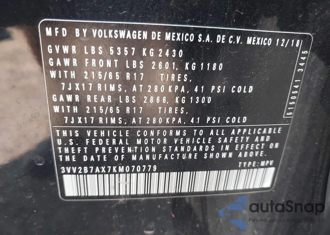 3VV2B7AX7KM070779: 42859899