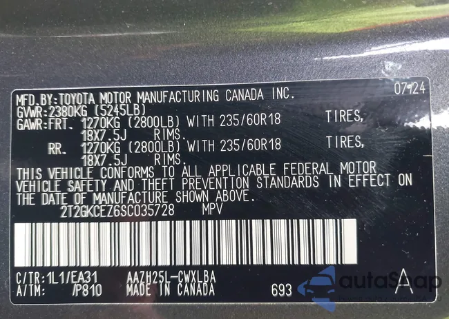 2T2GKCEZ6SC035728: 42860004