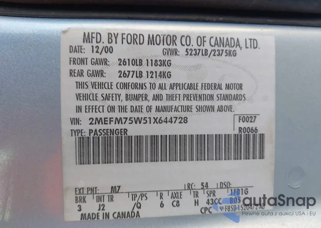 2MEFM75W51X644728: 42860082