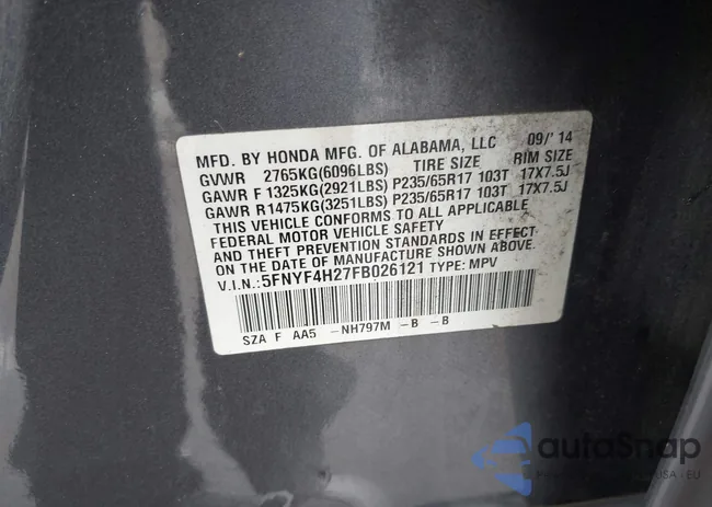 5FNYF4H27FB026121: 42860085