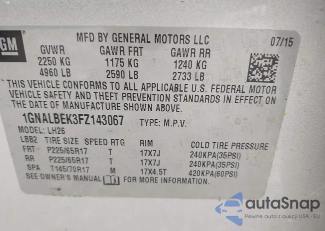 1GNALBEK3FZ143067: 42860102