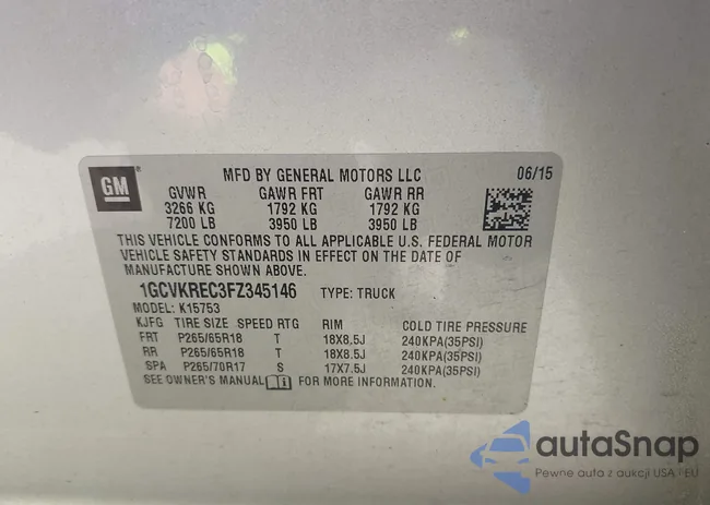 1GCVKREC3FZ345146: 42860293