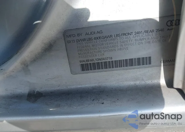 WAUBFAFL1DN043718: 42860404