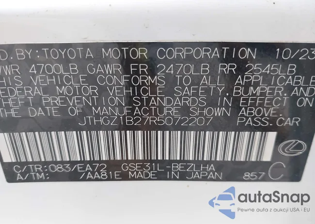 JTHGZ1B27R5072207: 42860912