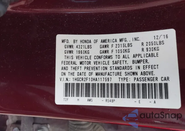 1HGCR2F10HA117597: 42861007