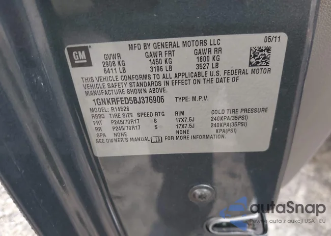 1GNKRFED5BJ376906: 42861216