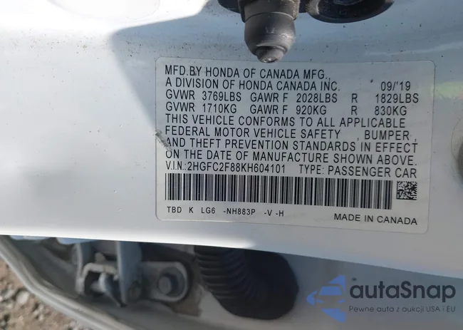 2HGFC2F88KH604101: 42860467