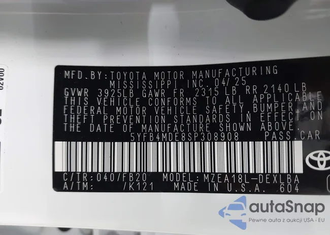 5YFB4MDE8SP308908: 42861990