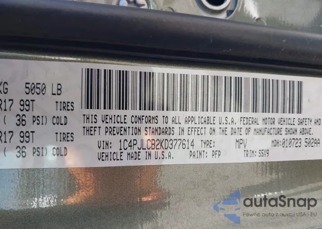 1C4PJLCB2KD377614: 42862014