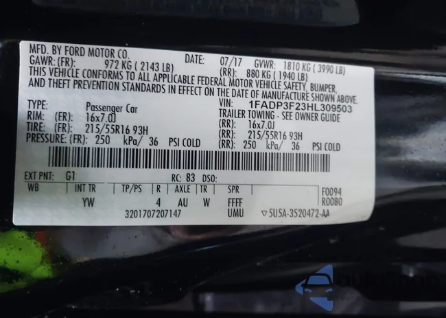 1FADP3F23HL309503: 42862039