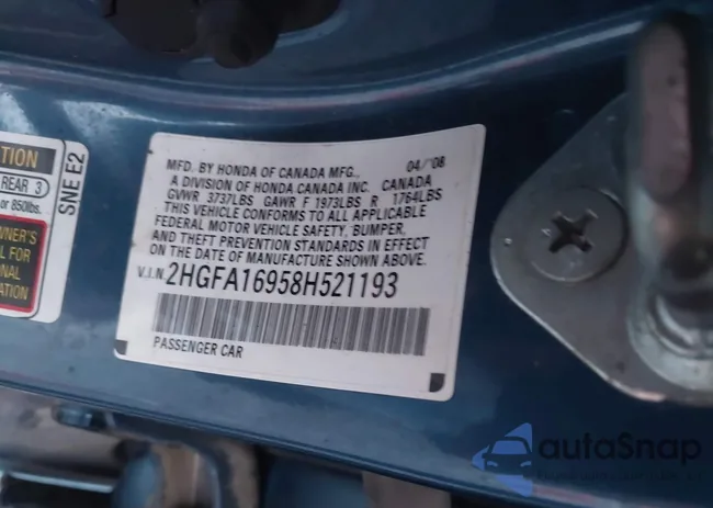 2HGFA16958H521193: 42861447