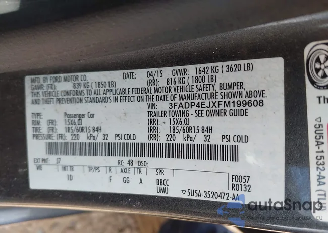 3FADP4EJXFM199608: 42861481