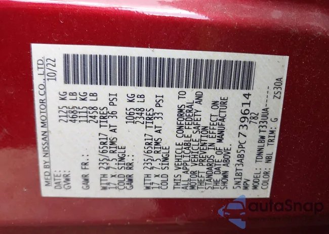 5N1BT3AB5PC739614: 42861645