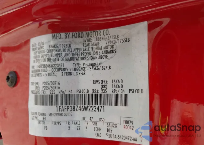 1FAFP38Z46W223471: 42861764