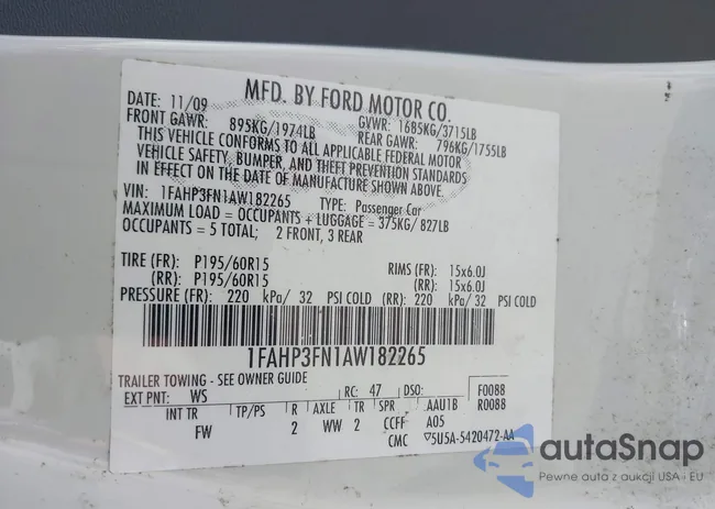 1FAHP3FN1AW182265: 42862831