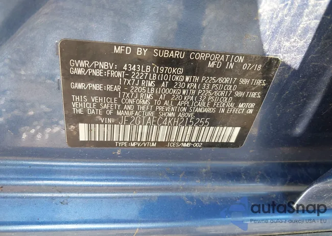 JF2GTAEC4KH215255: 42862945