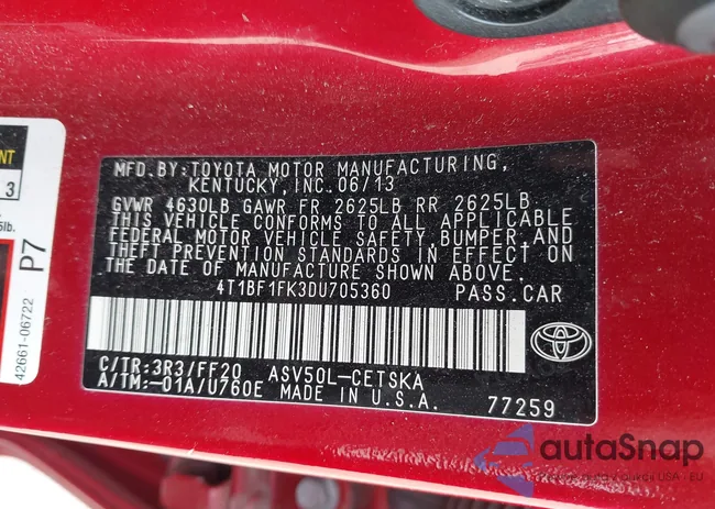 4T1BF1FK3DU705360: 42862964