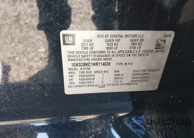 1GKS2BKC1HR114638: 42863114