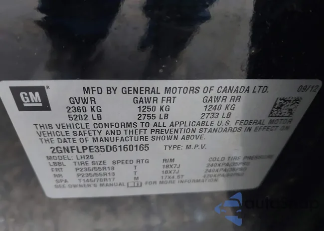 2GNFLPE35D6160165: 42863210