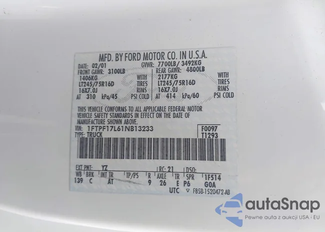 1FTPF17L61NB13233: 42863260