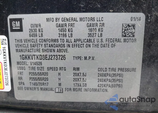 1GKKVTKD3EJ273726: 42863281