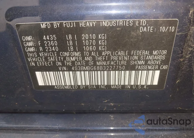 4S3BMBG68B3227750: 42863307