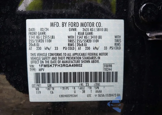 1FMSK7FH3RGA49802: 42862423