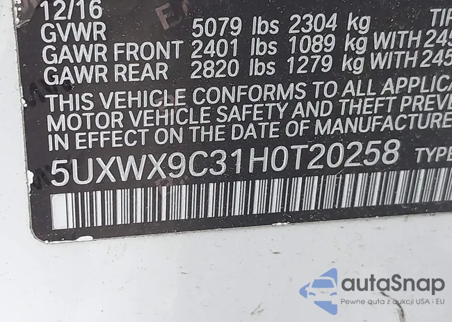 5UXWX9C31H0T20258: 42862467