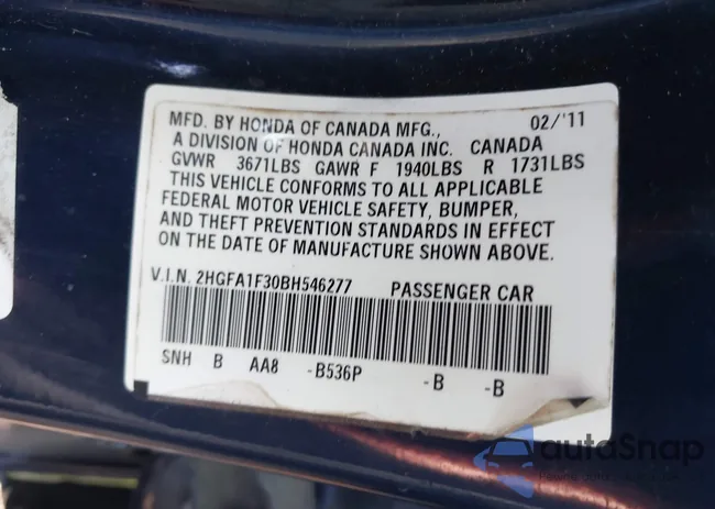 2HGFA1F30BH546277: 42862610