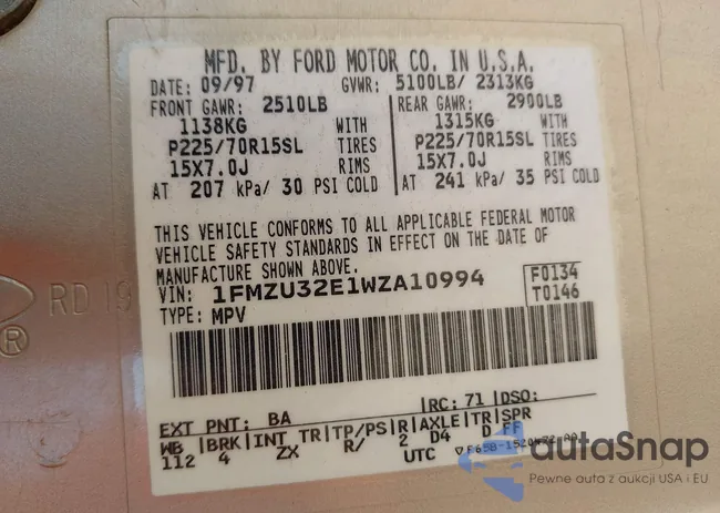 1FMZU32E1WZA10994: 42862620